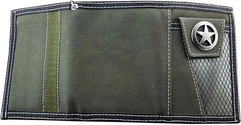 محفظة عملات معدنية ثلاثية الطيات للرجال والاولاد مع بنطلون جينز وسلسلة هدية L18 in Kuwait