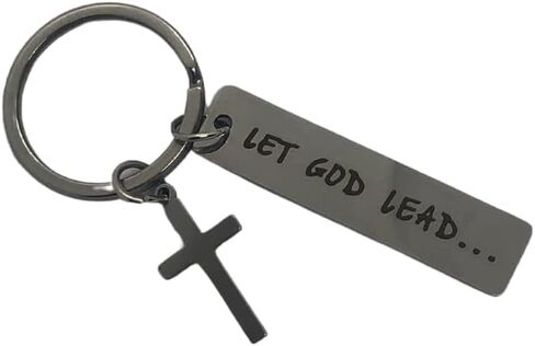 Zolivie Christian Cross Keychain-Bible Verse- Religious & Inspirational Keyring-Spiritual Charm-Let God Lead Key Ring -Bag and Car Keys Accessories in Saudi Arabia