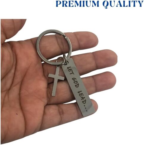 Zolivie Christian Cross Keychain-Bible Verse- Religious & Inspirational Keyring-Spiritual Charm-Let God Lead Key Ring -Bag and Car Keys Accessories in Saudi Arabia