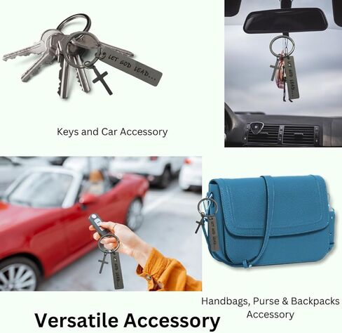 Zolivie Christian Cross Keychain-Bible Verse- Religious & Inspirational Keyring-Spiritual Charm-Let God Lead Key Ring -Bag and Car Keys Accessories in Saudi Arabia