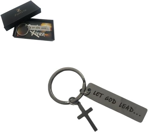 Zolivie Christian Cross Keychain-Bible Verse- Religious & Inspirational Keyring-Spiritual Charm-Let God Lead Key Ring -Bag and Car Keys Accessories in Saudi Arabia