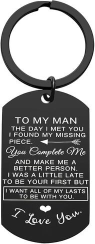 Queyuen to My man I love you Keychain Husband Boyfriend Groom خطيبة الزفاف هدية الأزواج عشاق الهدايا له, فضي, Medium in Kuwait