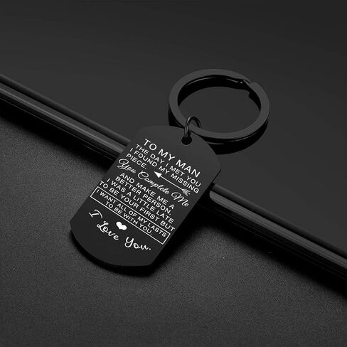 Queyuen to My man I love you Keychain Husband Boyfriend Groom خطيبة الزفاف هدية الأزواج عشاق الهدايا له, فضي, Medium in Kuwait