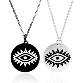 Long tiantian Evil Eye Necklace for Women Dainty Blue Eye Charm Necklace with Cubic Rhinestones Boho Minimalist Protection Necklace for Girls