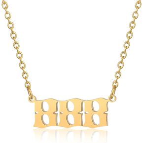 KOHOTA Angel Number Necklace for Women Girls Gold Chain Stainless Steel Choker Necklace 111 222 333 444 555 666 777 888 999 000 Pendant Necklace Numerology Jewelry
