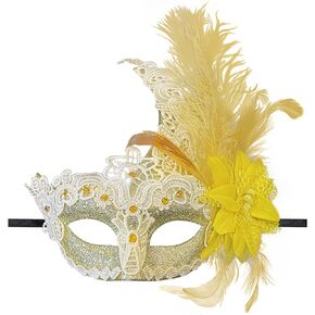Costume Mask Feather Masquerade Mask for Women Venetian Mask Halloween Mardi Gras Cosplay Party Ball Prom Mask