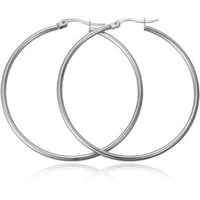 Women's 50mm Diameter Lightweight Hypoallergenic Surgical Stainless Steel Round Hoop Earrings Heart Hoop earrings