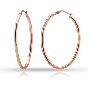 Hoops & Loops 925 Sterling Silver 2mm Oval Click-Top Hoop Earrings for Women & Teen Girls, Sizes 15mm 20mm 25mm 30mm 35mm 40mm