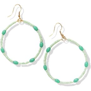 INK+ALLOY Women's Pink Beaded Hoop Earrings Courtney Lightweight Seed Bead Boho Medium Hoops Jewelry for the Modern Bohemian, 1.75-Inch