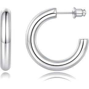 أقراط دائرية ذهبية مكتنزة للنساء 14K مطلية بالذهب خفيفة الوزن مجموعة أقراط صغيرة 20/30 ملم in Kuwait