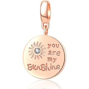 SOUKISS Rose Gold You are My Sunshine Charms 925 Sterling Silver Sun Charms Fits DIY Bracelet