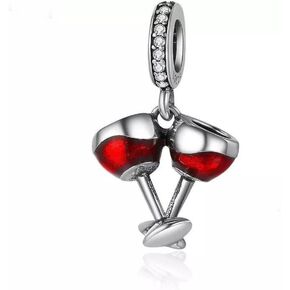 حلية كأس النبيذ من الفضة الاسترليني عيار 925 من الخرز الساحر للاساور والقلادات in Kuwait