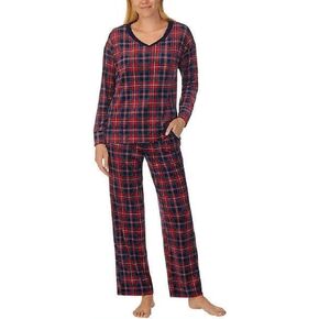 Nautica Women's 2 Piece Fleece Pajama Sleepwear Set (X-Small, Red)