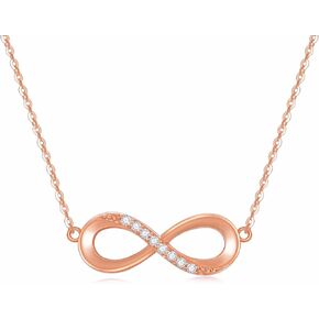 10k Rose Gold Diamond Infinity Choker Necklace for Women, Love Jewelry for Wife/Mother, Birthday Gifts for Her,16-18 Inch