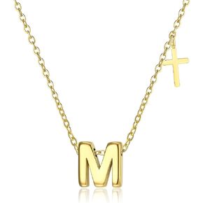 ORAZIO Initial Necklace 14K Gold Plated/Silver Initial Necklaces for Women Dainty Letter Cross Necklace Tiny A-Z Pendant Necklace Trendy Cross Choker Necklace Personalized Womens Initial Necklace