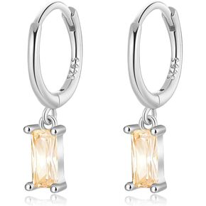 Tiny 925 Sterling Silver Hoops Earrings 18k Gold Plated Cubic Zirconia Cz Square Charm Small Dangle Huggie Hoop Earrings