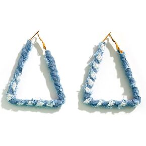 Denim Large Hoop Earrings Cool Jeans Punk Earrings Dennim Geometric Heart Shape Triangle Circle Earrings