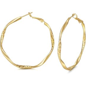 18k Gold Plated Hoop Earring Large Hoop Earrings Twisted Hoop Earring Layered Hoop Earring Thanksgiving Christmas Gift for Women Mom