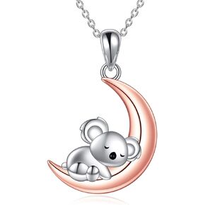 925 Sterling Silver Cute Animal Necklace Heart Sloth/Koala/Bee Pendant for Girls Jewelry Gift for Animal Lovers