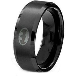 Lavastorm Titanium Batman Ring 8mm Men's Unisex 6-14 Polished (Black, 6)