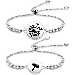 WKXZMTR Mother's Day Gifts Dandelion Bracelet Mother and Daughter Bracelets Mommy and Me Heart Matching Wish Bracelets
