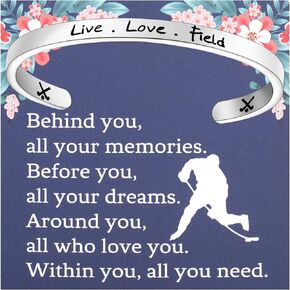 FEELMEM Field Hockey Players Jewelry Live Love Field Cuff Bangle Bracelet Field Hockey Jewelry Field Hockey Coach Gift Hockey Moms Jewelry