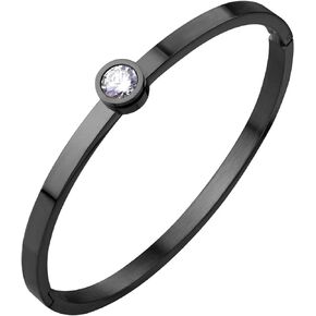 555Jewelry Womens Stainless Steel Shiny Bling Cubic Zirconia Bangle Bracelet