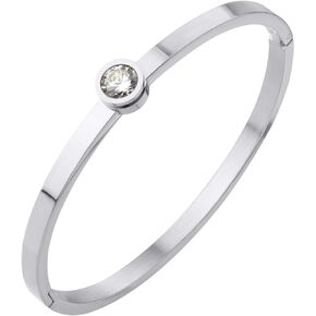 555Jewelry Womens Stainless Steel Shiny Bling Cubic Zirconia Bangle Bracelet