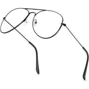 Clear Aviator Glasses Lens Premium Classic Metal Frame Eyeglasses