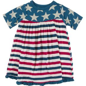 KicKee Pants Celebration Swing Dress for Girls, Short Sleeves, Soft Baby and Girl Clothes