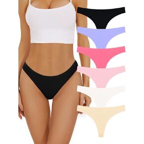 Seamless Thongs for Women No Show Thongs for Women Pack Nylon Stretch Womens Thong Underwear Panties 3/5/6/10 Pack