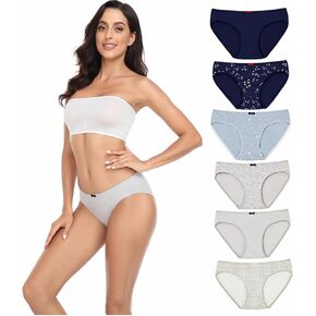 انليكي ملابس داخلية قطنية للنساء، سراويل داخلية منخفضة الارتفاع، سراويل داخلية جيدة التهوية مقاس كبير، ملابس داخلية للنساء 4/6 عبوات in Kuwait