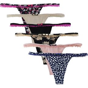 WDX G String Thongs for Women Sexy Panties Nylon Underwear Tangas Cheeky 6 Pack