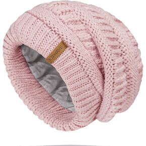 Womens Fleece Lined Knit Beanie Hat Winter Hats for Women Soft Warm Slouchy Beanie with Velvet Lining