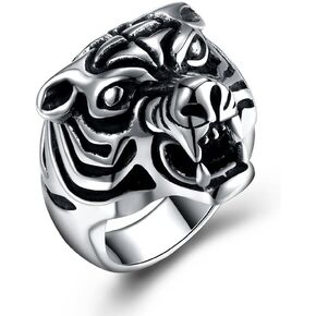 ATDMEI Tiger Head Ring for Men Women Stainless Steel Size 7-12 Jewelry With Gifts Bag