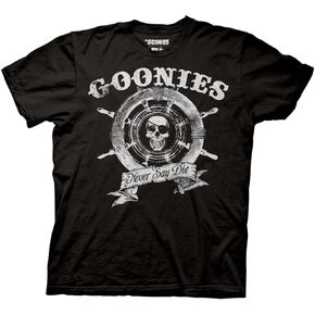 Ripple Junction The Goonies Men's Short Sleeve T-Shirt Captain's Wheel Never Say Die Quote 1980's Comedy Officially Licensed