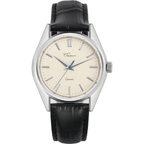 Chameri 40MM Mens Watches with Leather Band, VH31 Quartz Movement Dress Watches for Men, Stainless Steel and Casual Wrist Watches, Minimalist and Classic Style