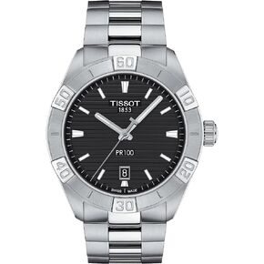 Tissot mens PR 100 Classic Stainless Steel Dress Watch Grey T1016101105100