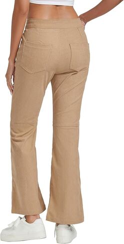 LYANER Women's Bell Bottom Ribbed High Waist Solid Flare Pants with Pockets in Saudi Arabia