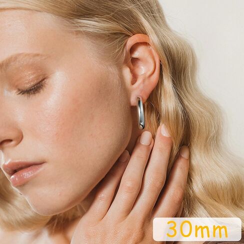 أقراط دائرية ذهبية مكتنزة للنساء 14K مطلية بالذهب خفيفة الوزن مجموعة أقراط صغيرة 20/30 ملم in Kuwait