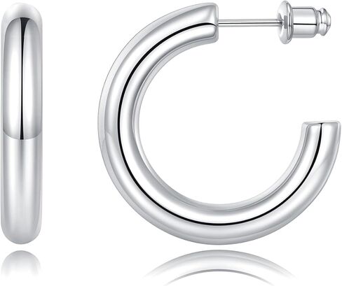 أقراط دائرية ذهبية مكتنزة للنساء 14K مطلية بالذهب خفيفة الوزن مجموعة أقراط صغيرة 20/30 ملم in Kuwait