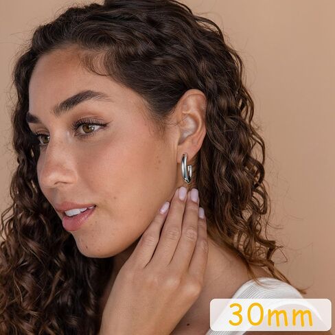 أقراط دائرية ذهبية مكتنزة للنساء 14K مطلية بالذهب خفيفة الوزن مجموعة أقراط صغيرة 20/30 ملم in Kuwait