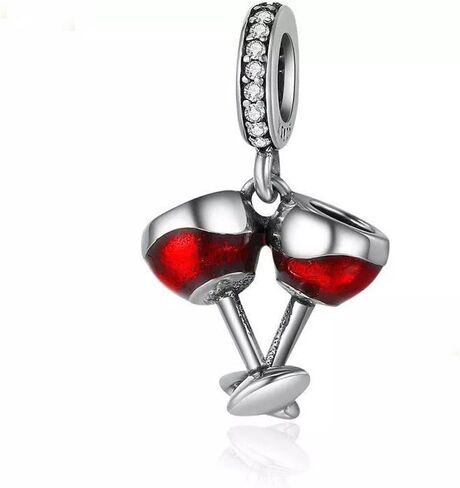 حلية كأس النبيذ من الفضة الاسترليني عيار 925 من الخرز الساحر للاساور والقلادات in Kuwait