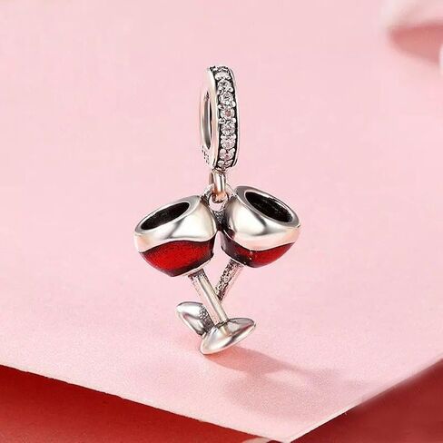 حلية كأس النبيذ من الفضة الاسترليني عيار 925 من الخرز الساحر للاساور والقلادات in Kuwait