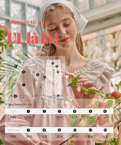 بيجامات للنساء من اولالا باكمام طويلة من القطن بتصميم كلاسيكي من 30 قطعة بلون خوخي ناعم من قطعتين مقاس واحد، لون خوخي، مقاس واحد in Kuwait