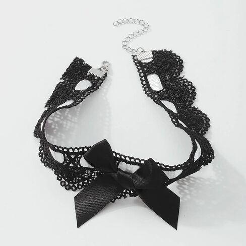 Kenfery Vintage Bow-Knot Choker Necklace Sexy Lace Collar Necklace Chic Prom Party Ball Wedding Necklace for Women and Girls in Kuwait
