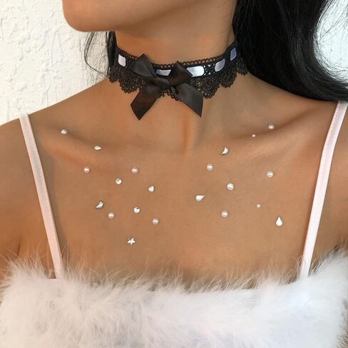 Kenfery Vintage Bow-Knot Choker Necklace Sexy Lace Collar Necklace Chic Prom Party Ball Wedding Necklace for Women and Girls in Kuwait