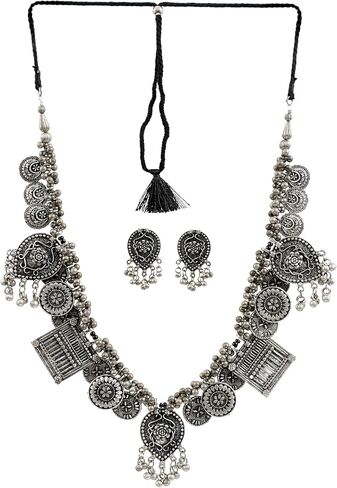 قلادة من الفضة المؤكسدة بتصميم افغاني عتيق للحفلات الهندية من سيدهاتفا in Kuwait