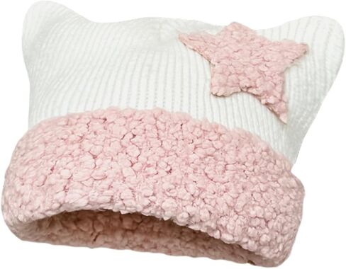 Cat Beanie Y2k Beanie Star Patch Crochet Knitted Hat Grunge Acubi Y2k Accessories Kawaii Cutecore Korean Gyaru Clothes in Kuwait
