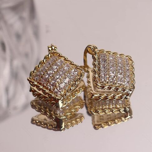 Sonateomber Crystal Heart Reversible Gold Hoop Stud Earrings for Women Teen Girls, Cute Rhinestone Front Back Love Ball Leaf Huggie Earings Bridal Wedding Valentines Jewelry Gift in Saudi Arabia